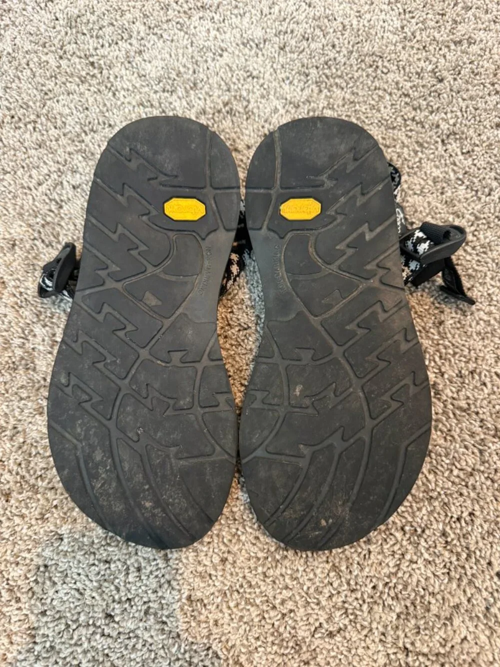 Chaco Black and White Patterned Strap Sandals